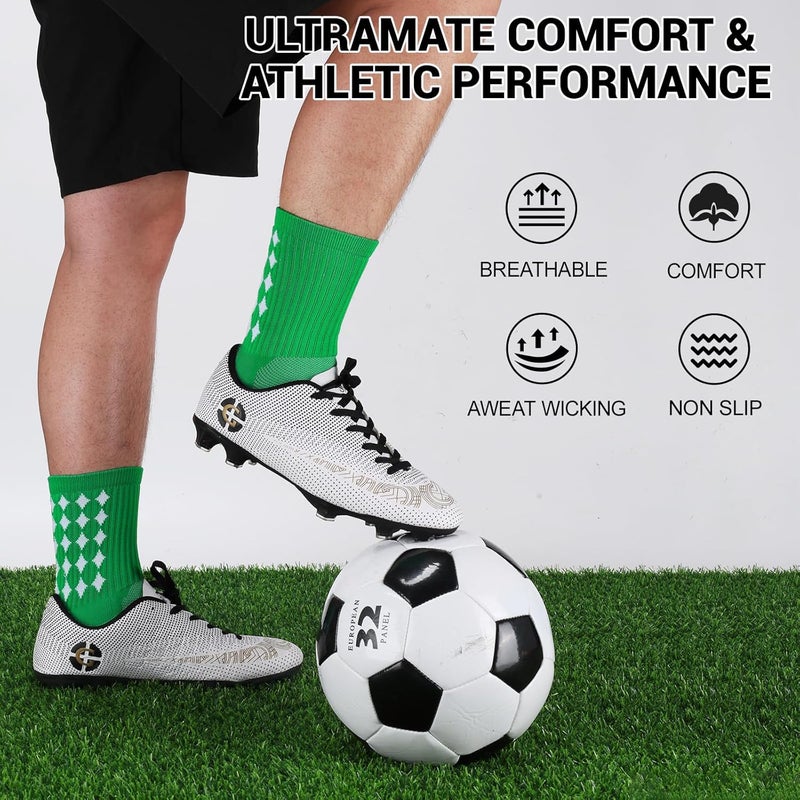 Ultrafun 5 Pairs Mens Grip Soccer Socks Non Slip Cushioned Crew Football Sports Socks - Image 5